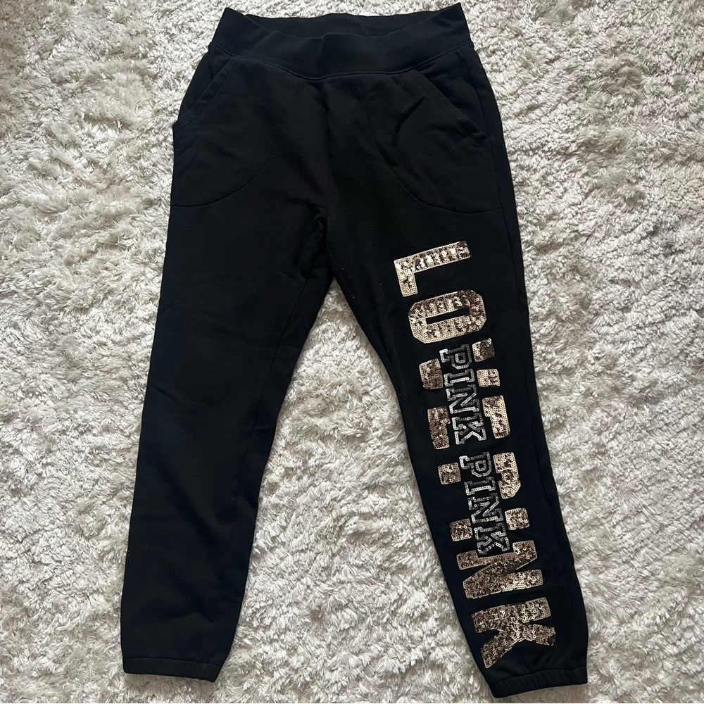 PINK Sequin Joggers Size M